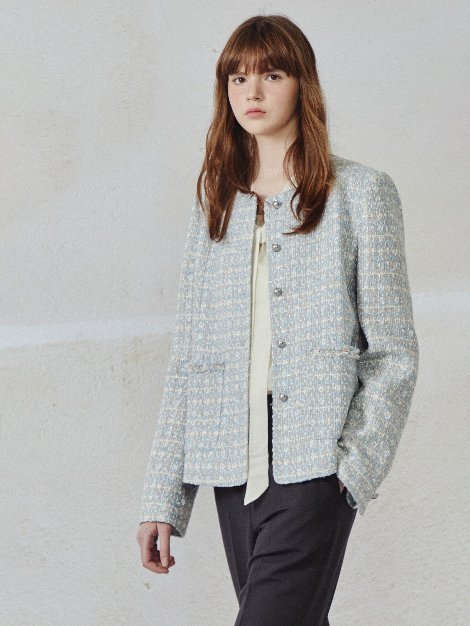 타이넥 볼륨 블라우스 (CREAM)