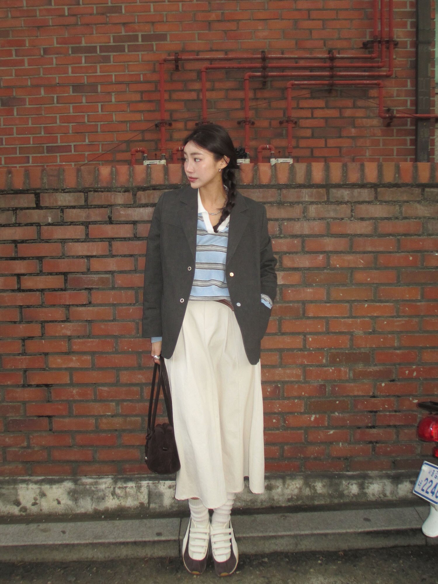 워싱 투버튼 싱글 재킷 (DARK GREY)