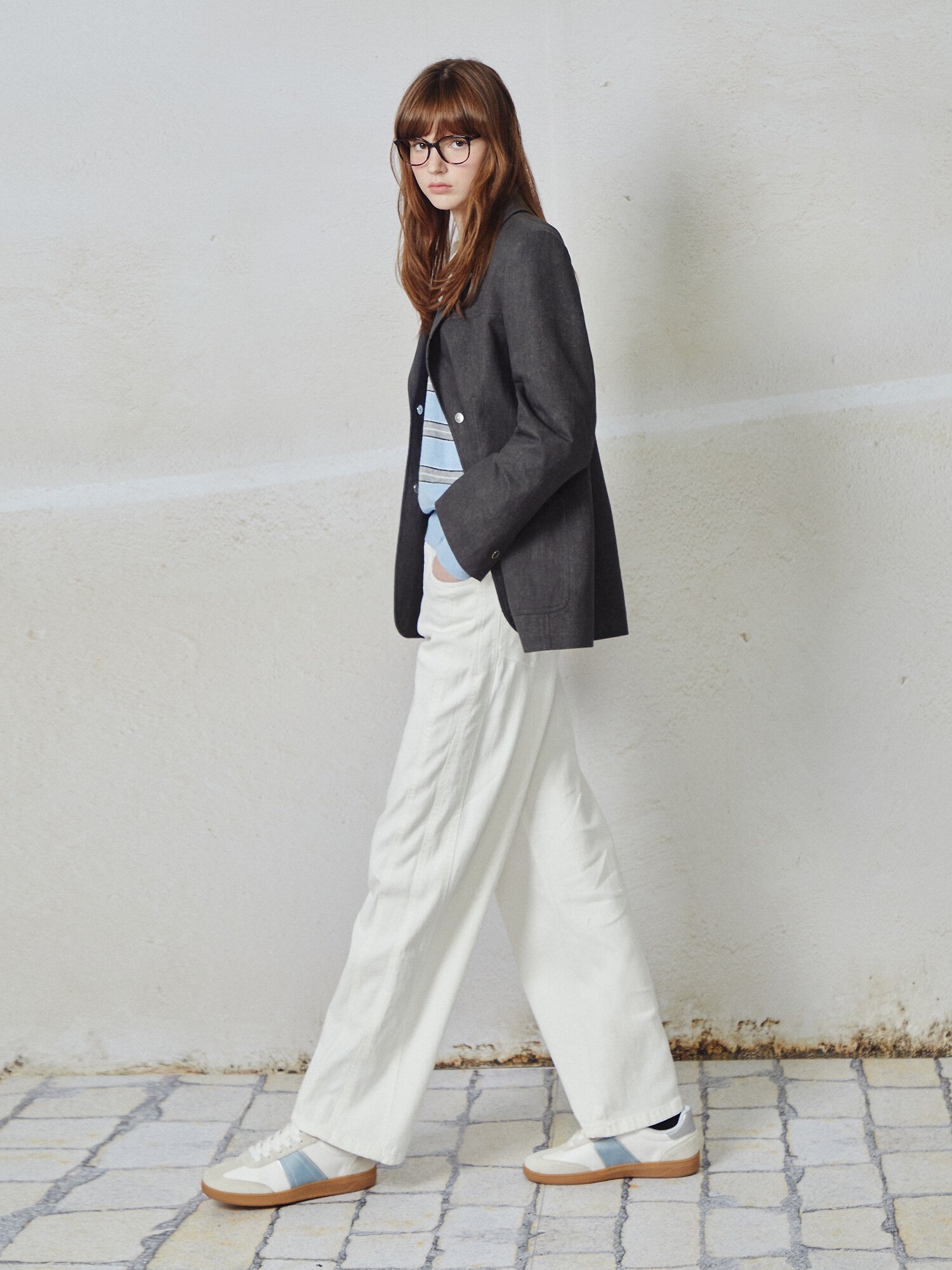 워싱 투버튼 싱글 재킷 (DARK GREY)