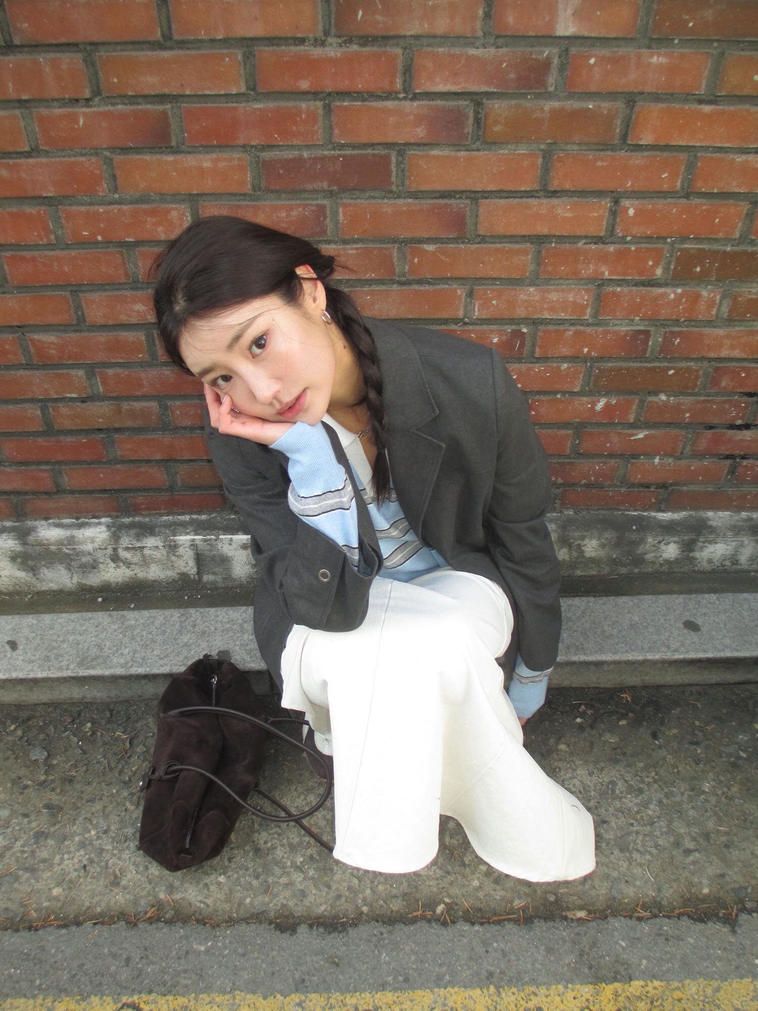 워싱 투버튼 싱글 재킷 (DARK GREY)