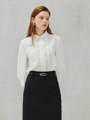 레이스 포인트 히든 버튼 블라우스 