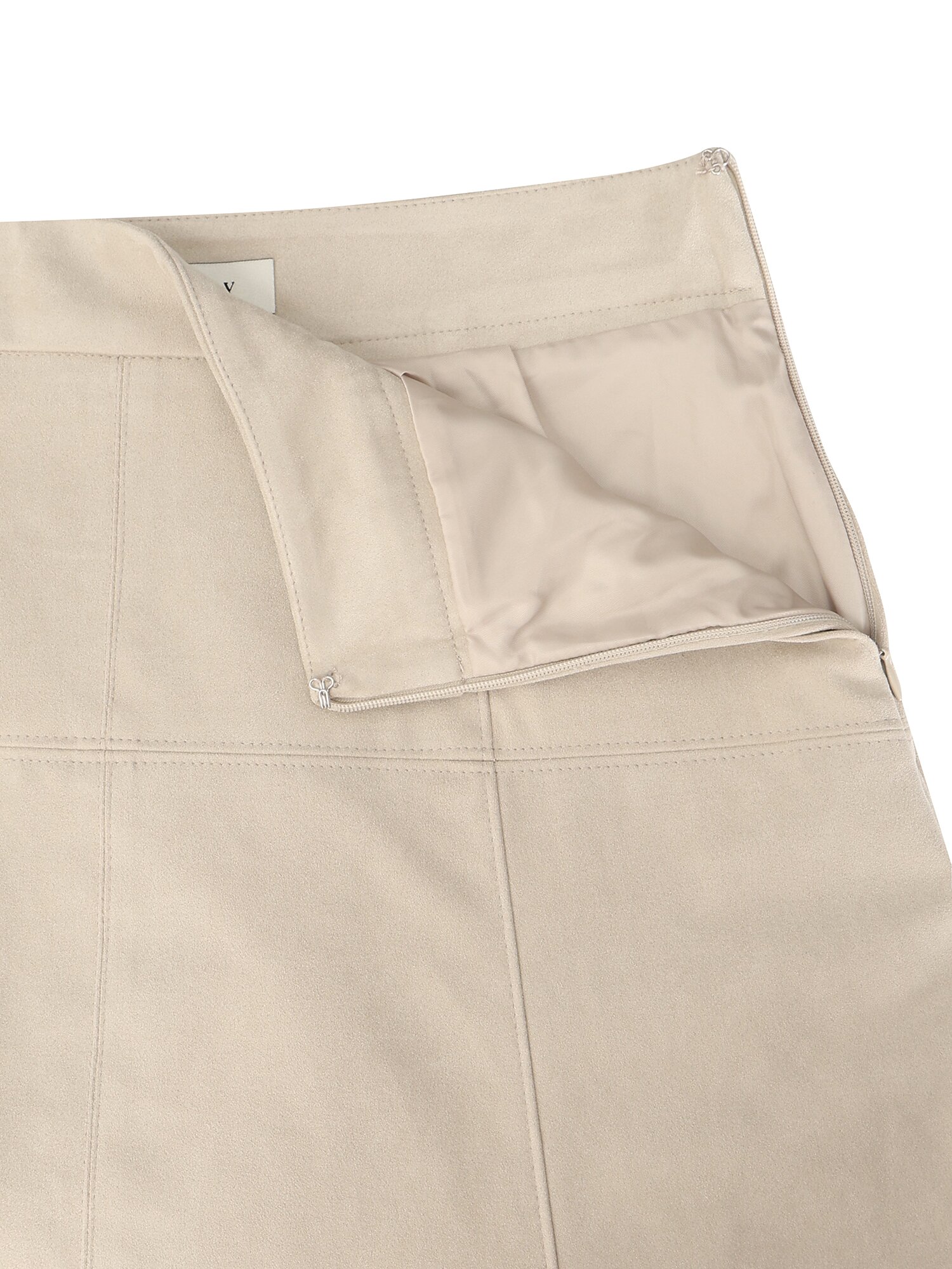 페이크 스웨이드 A라인 스커트 (LIGHT BEIGE)