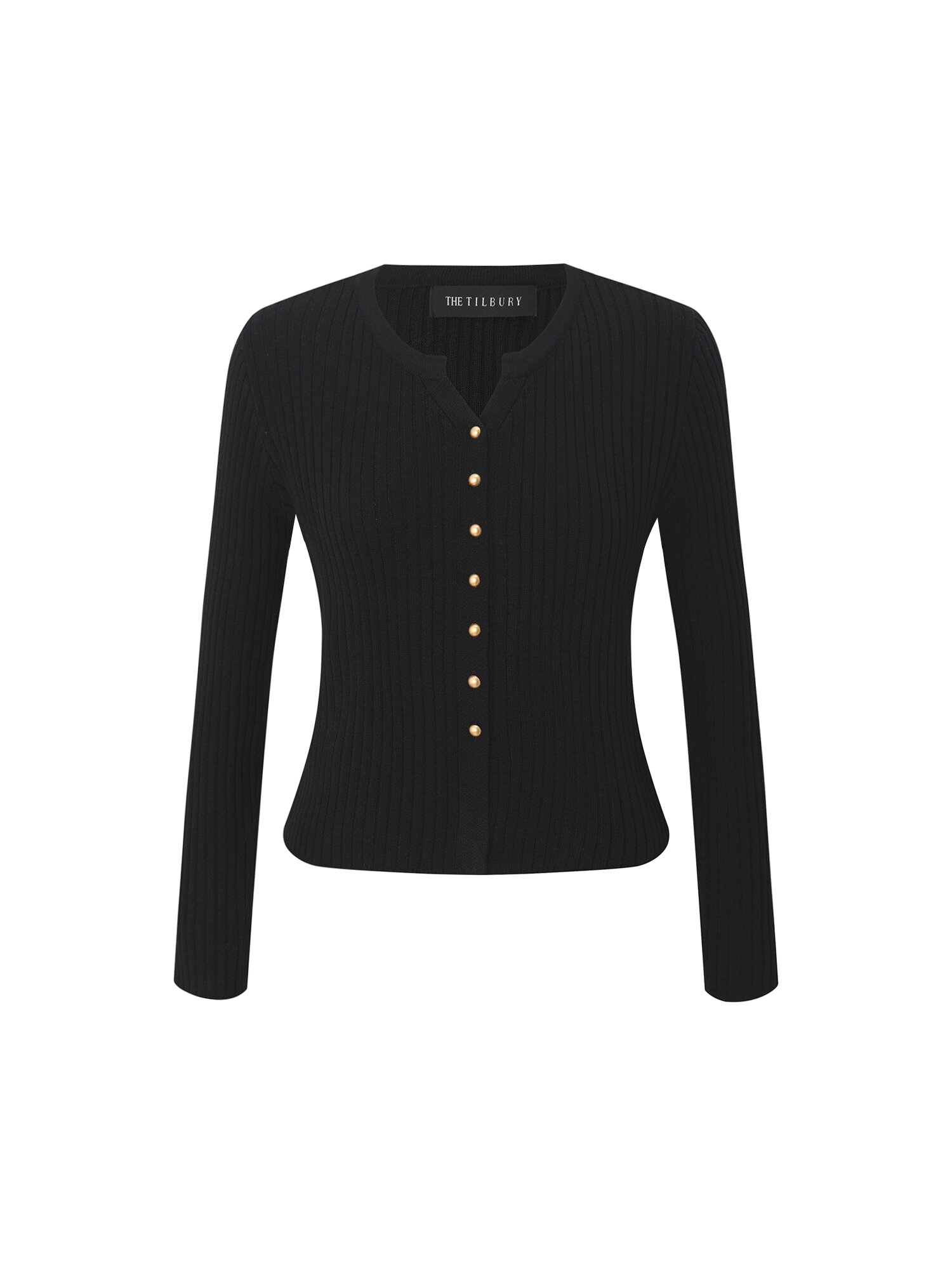 라운드넥 골지 크롭 가디건 (BLACK)