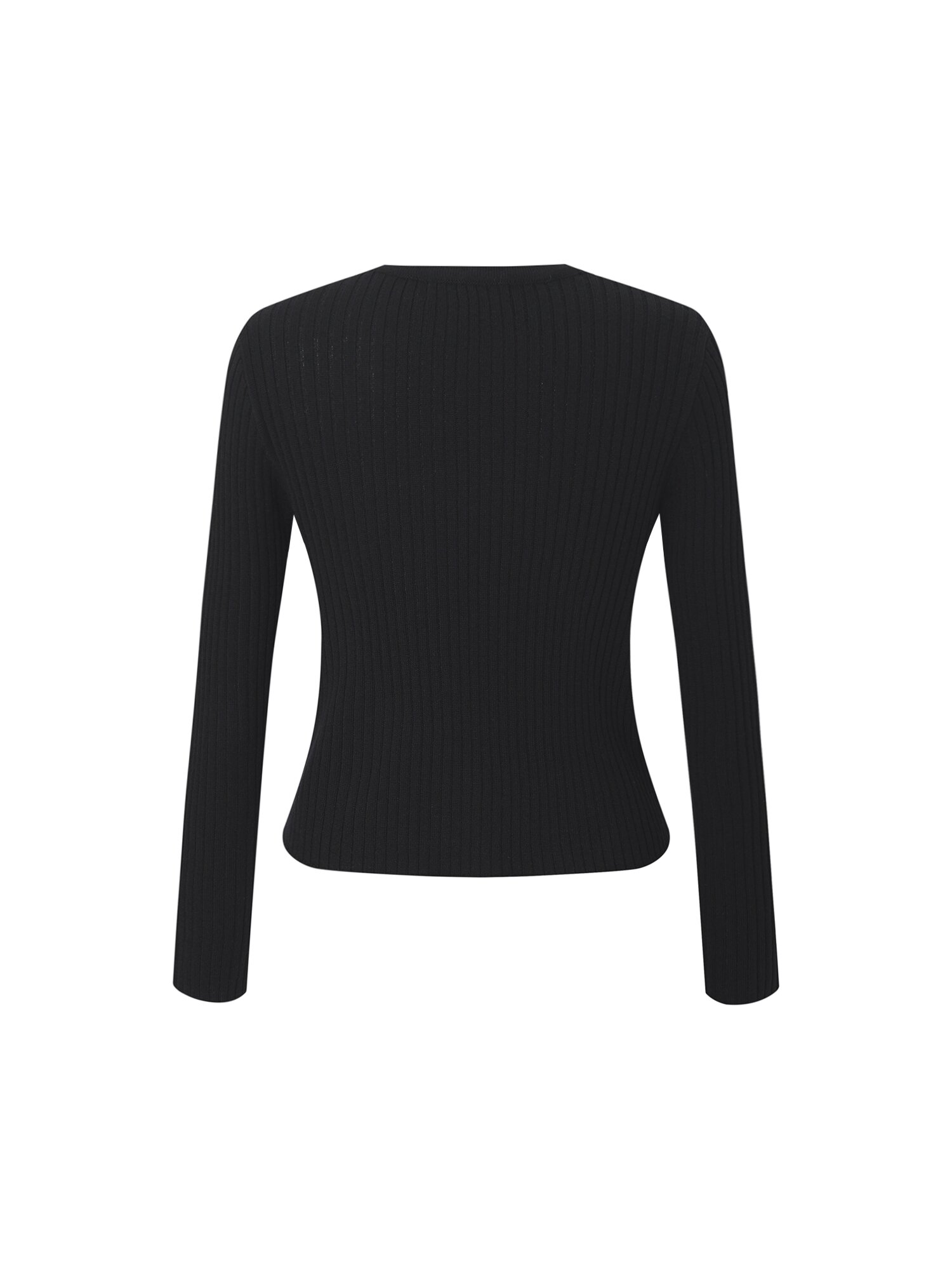 라운드넥 골지 크롭 가디건 (BLACK)