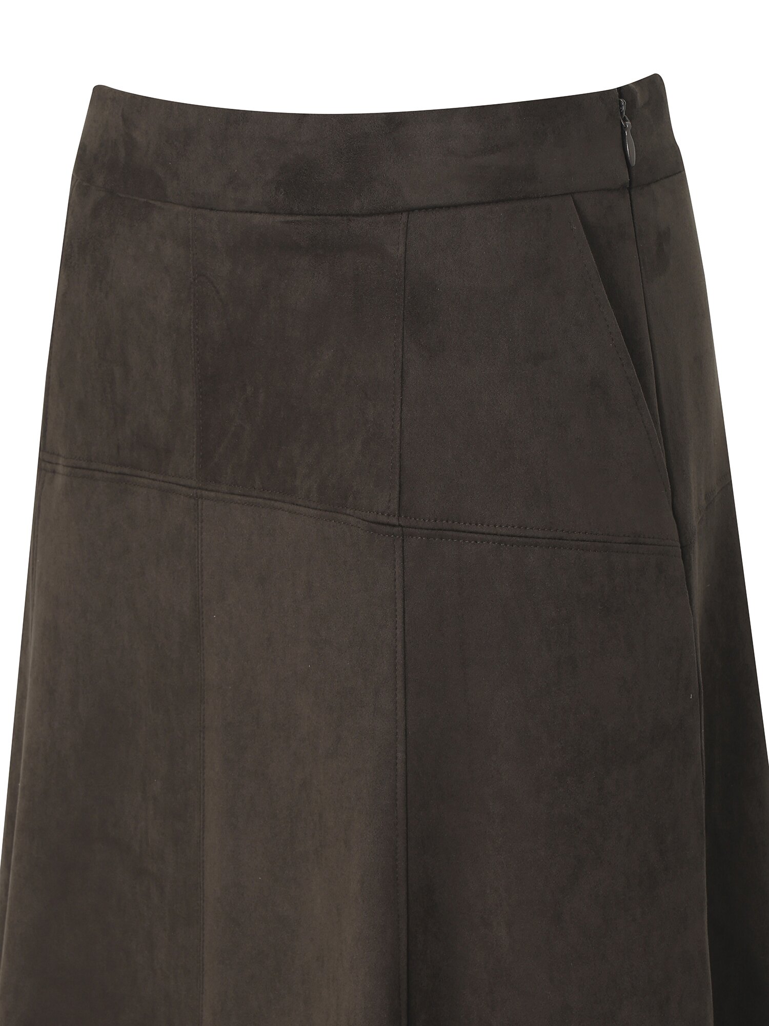 페이크 스웨이드 A라인 스커트 (DARK BROWN)