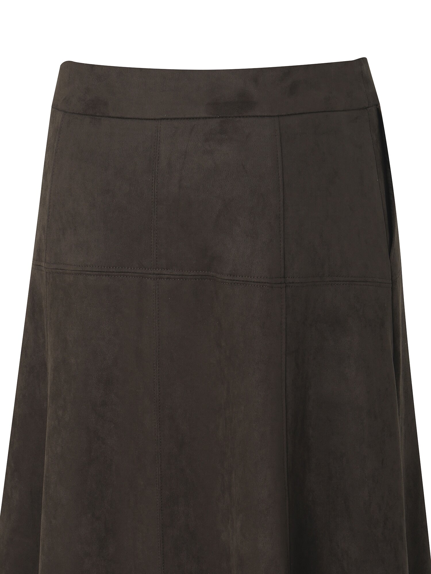 페이크 스웨이드 A라인 스커트 (DARK BROWN)