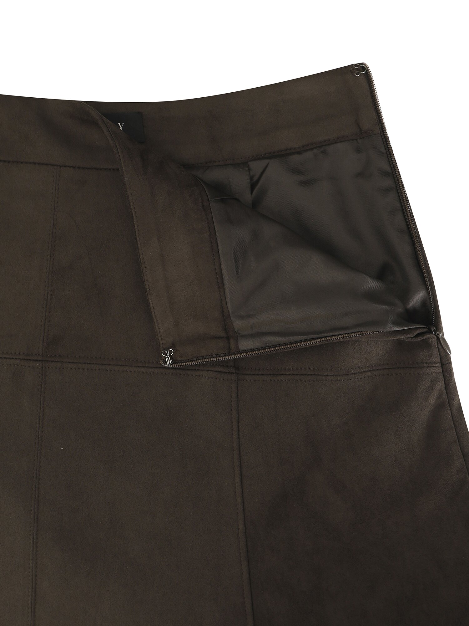 페이크 스웨이드 A라인 스커트 (DARK BROWN)