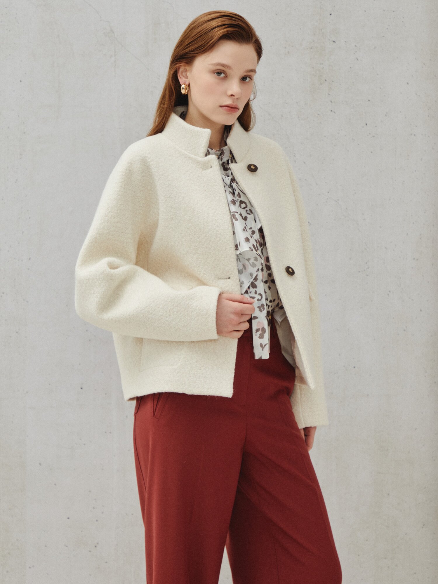 레오파드 플라워 머플러 세트 블라우스 (PRINT IVORY)