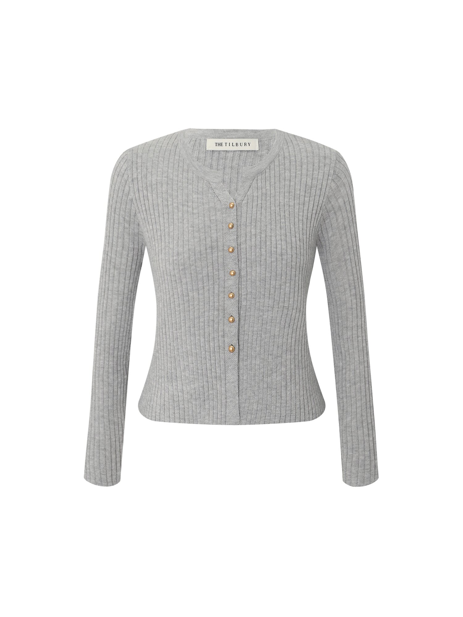 라운드넥 골지 크롭 가디건 (GREY)