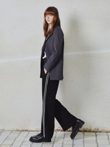 사이드 배색 와이드핏 슬랙스 팬츠 