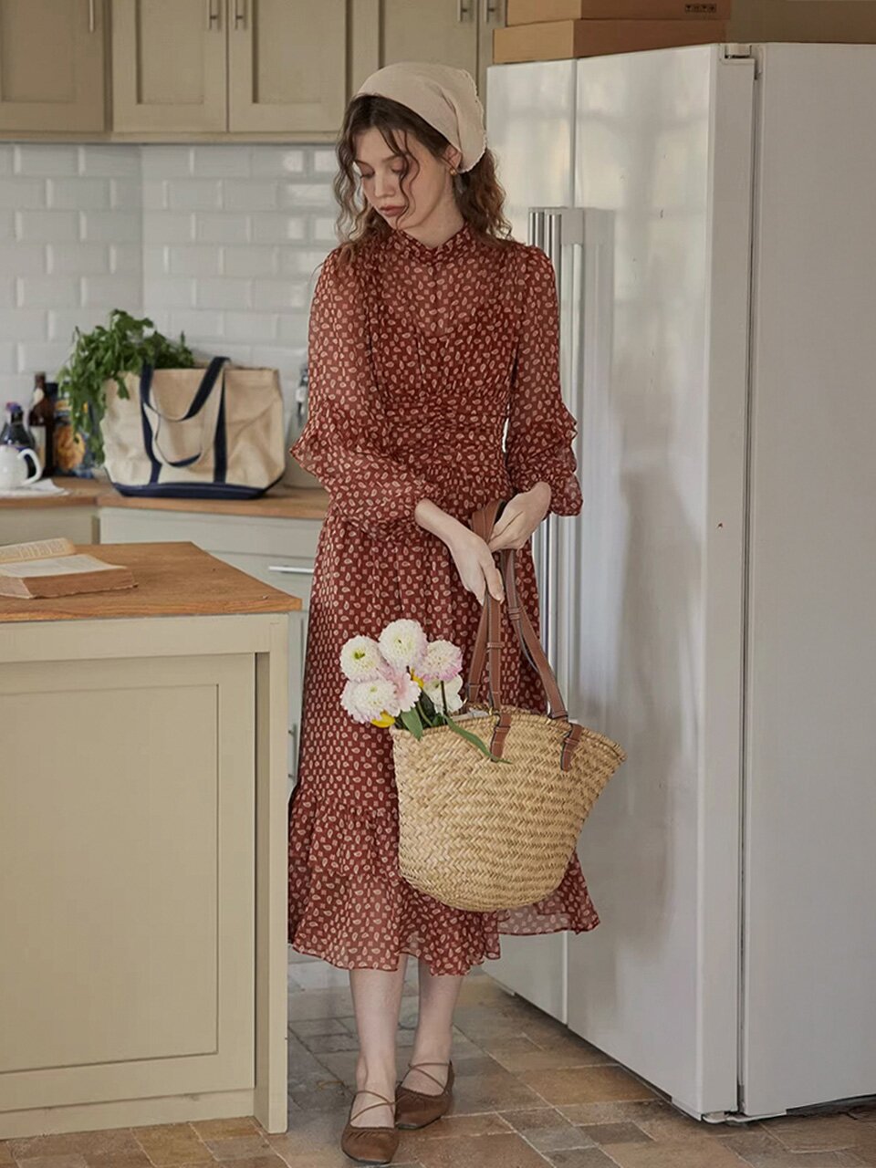 5/15 예약배송_PM_Ruffle vintage pattern dress