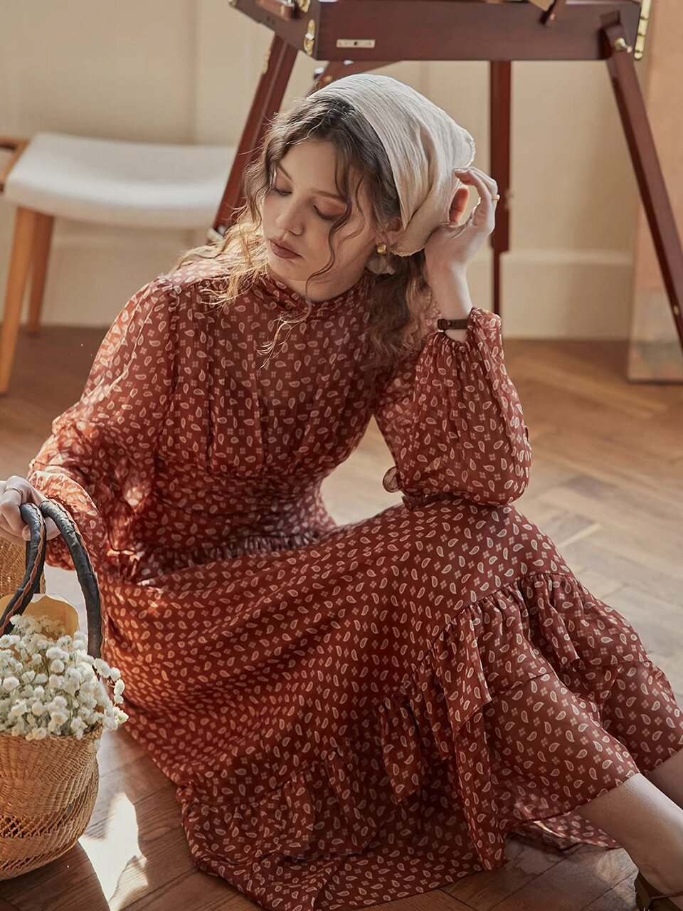 5/15 예약배송_PM_Ruffle vintage pattern dress