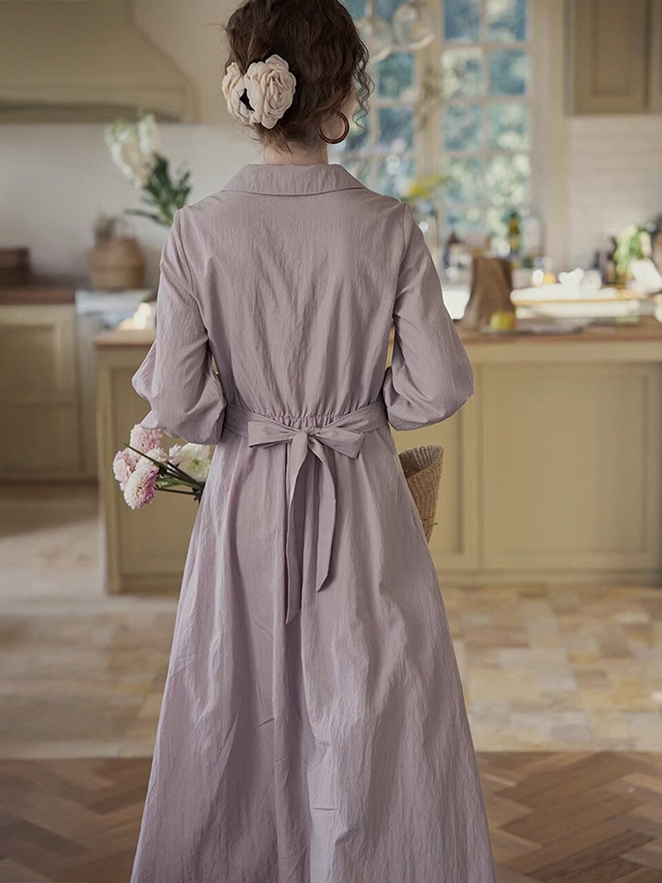 PM_Wrap v-neck collar dress