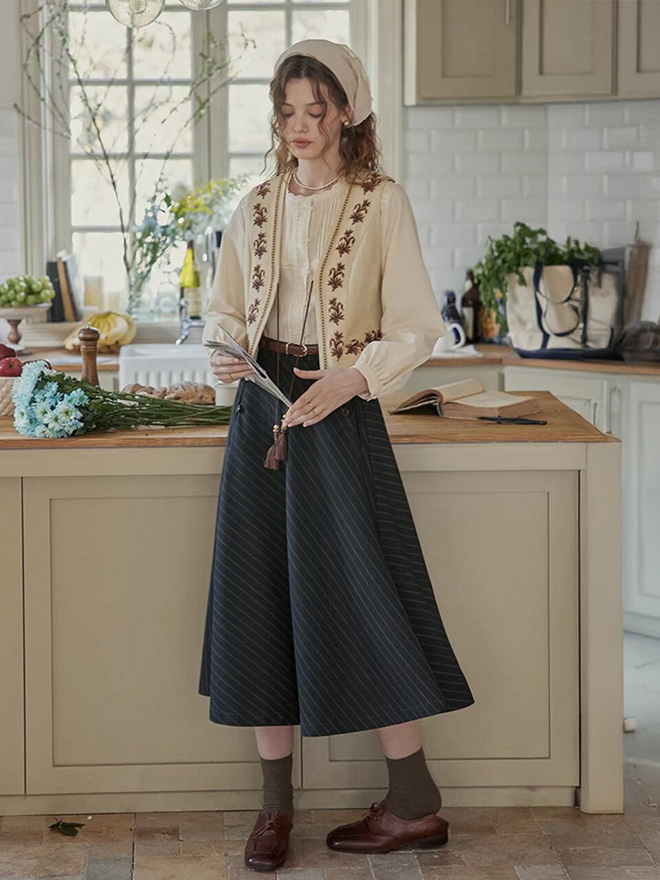 5/11 예약배송_PM_Pinstripe a-line skirt