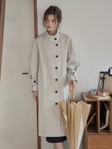 PM_String stand collar trench coat