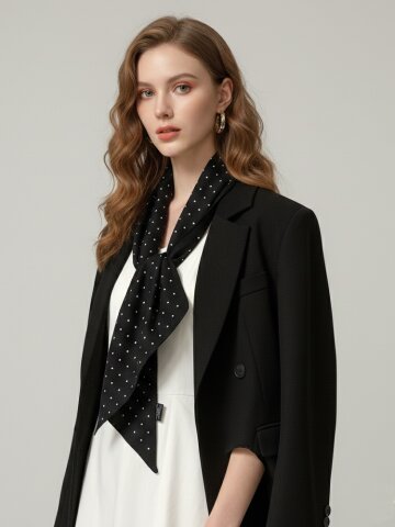 레비언 레트로 빈티지 도트패턴 방도 롱 타이 간절기 스카프 S91