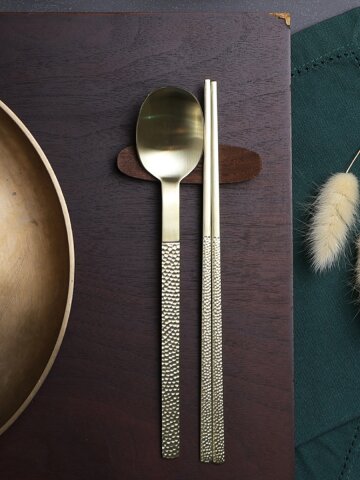 [수저세트] 햄머스톤 한식 수저 세트 국산 커트러리 골드 실버 (숟가락+젓가락)