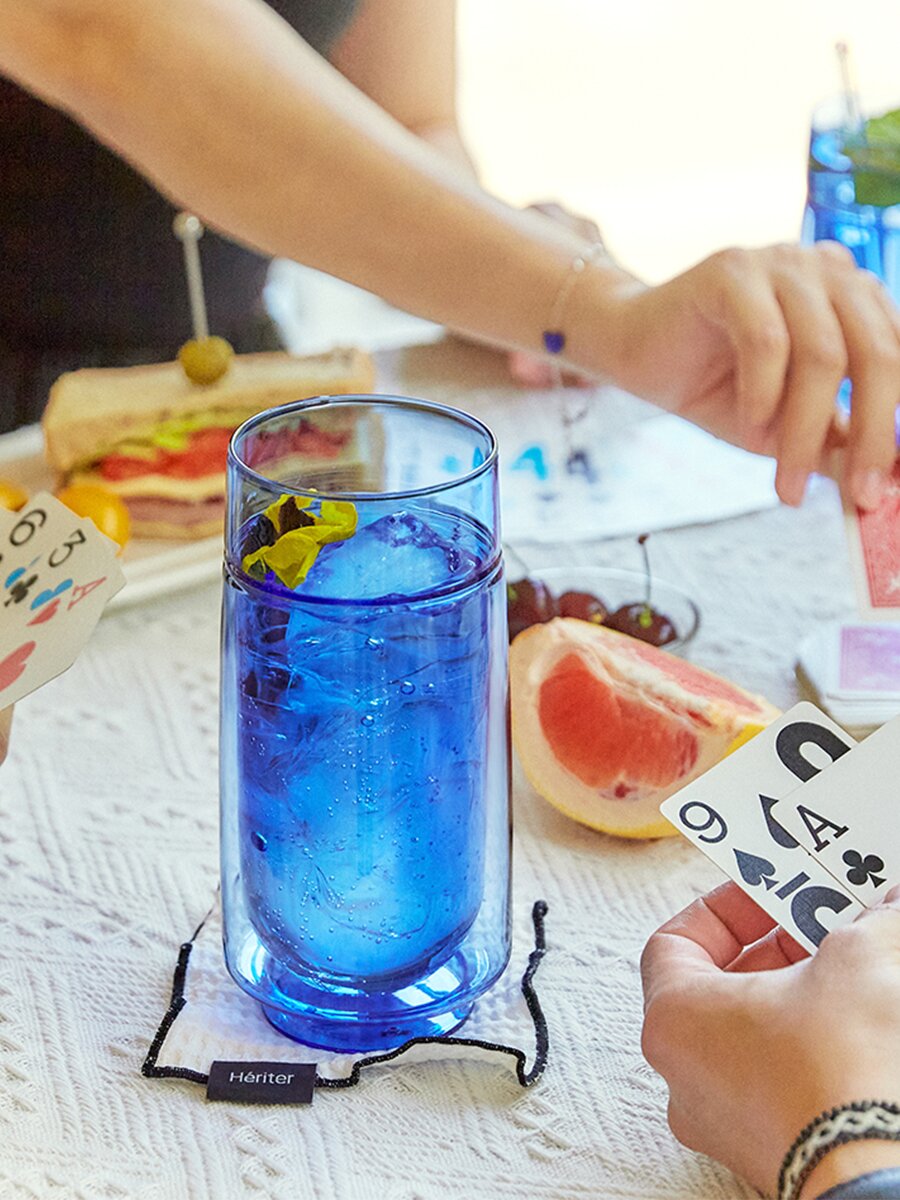 헤리터 가야글라스 라지 550ml 더블월 카페 유리 컵