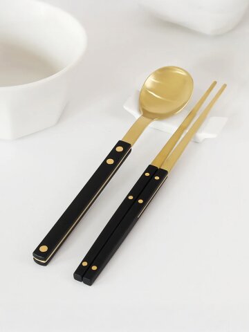 [수저세트] 쌍띠에 골드 국산 커트러리 한식기 숟가락 젓가락
