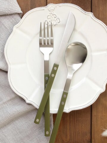[디너스푼&디너포크&디너나이프 set] 쌍띠에 실버 국산 커트러리 디너 양식기  