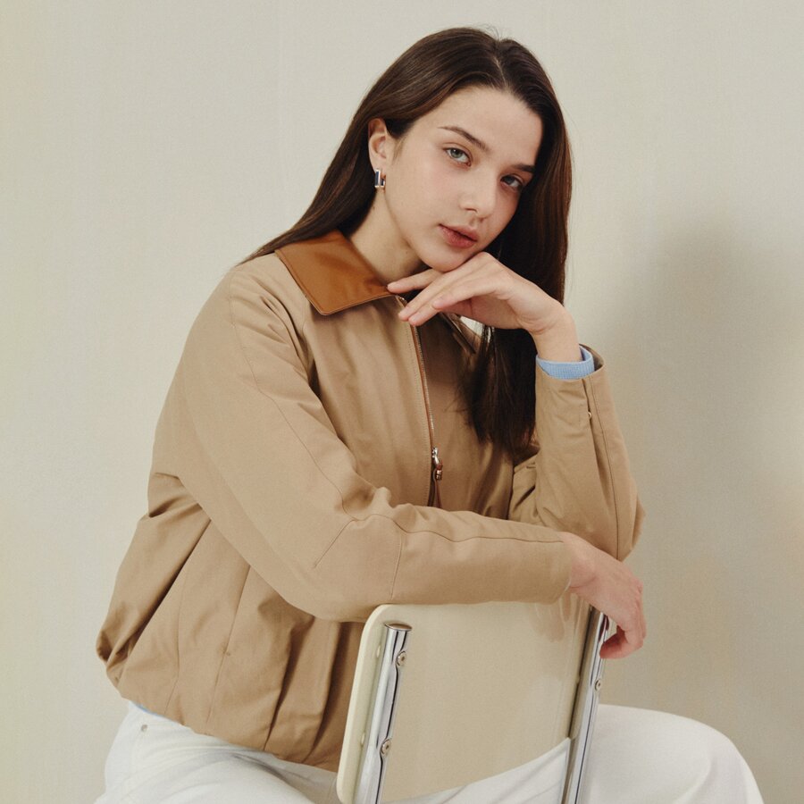 데일리 쇼트 컴팩트 블루종 점퍼 (BEIGE)