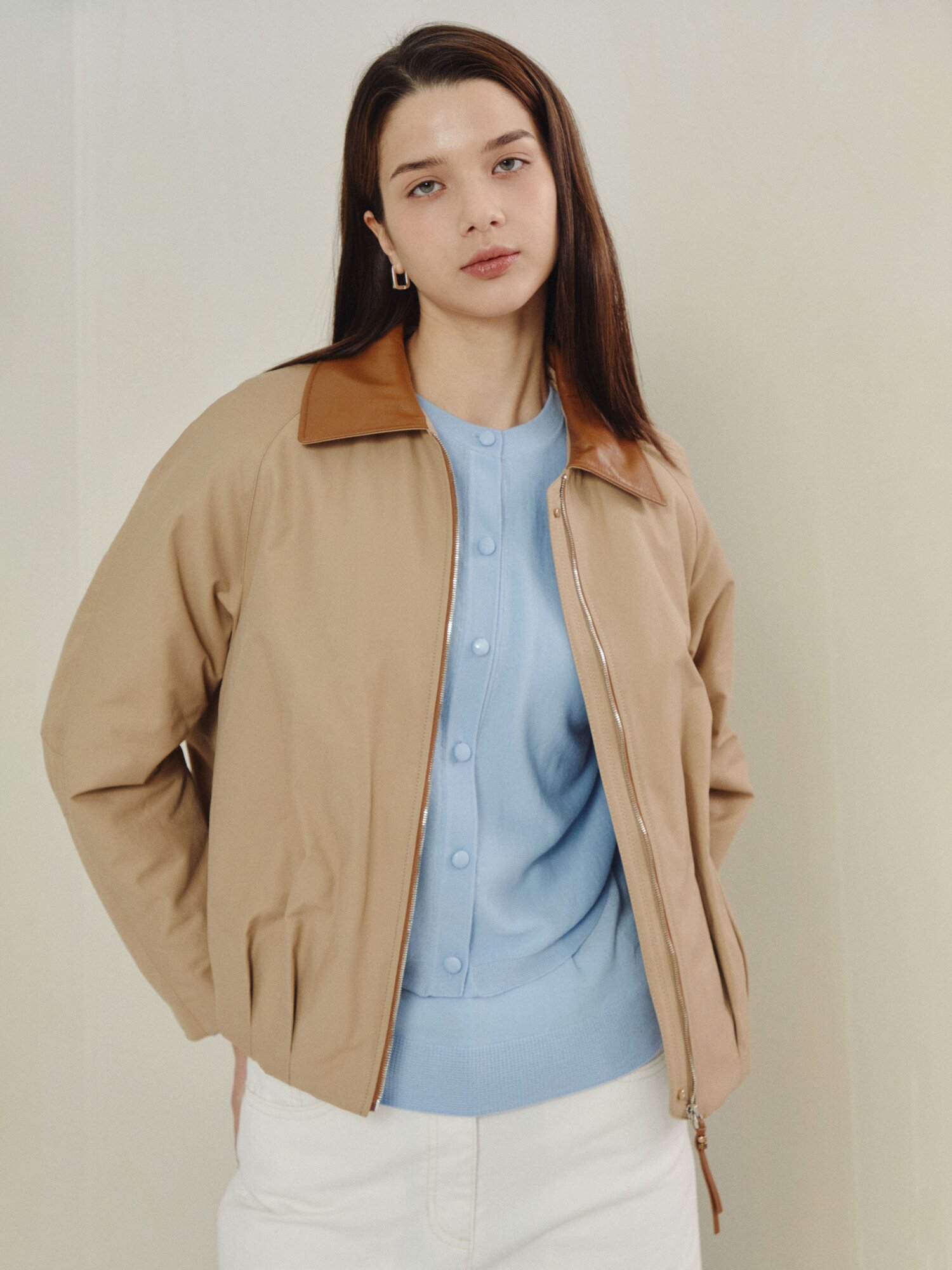 데일리 쇼트 컴팩트 블루종 점퍼 (BEIGE)