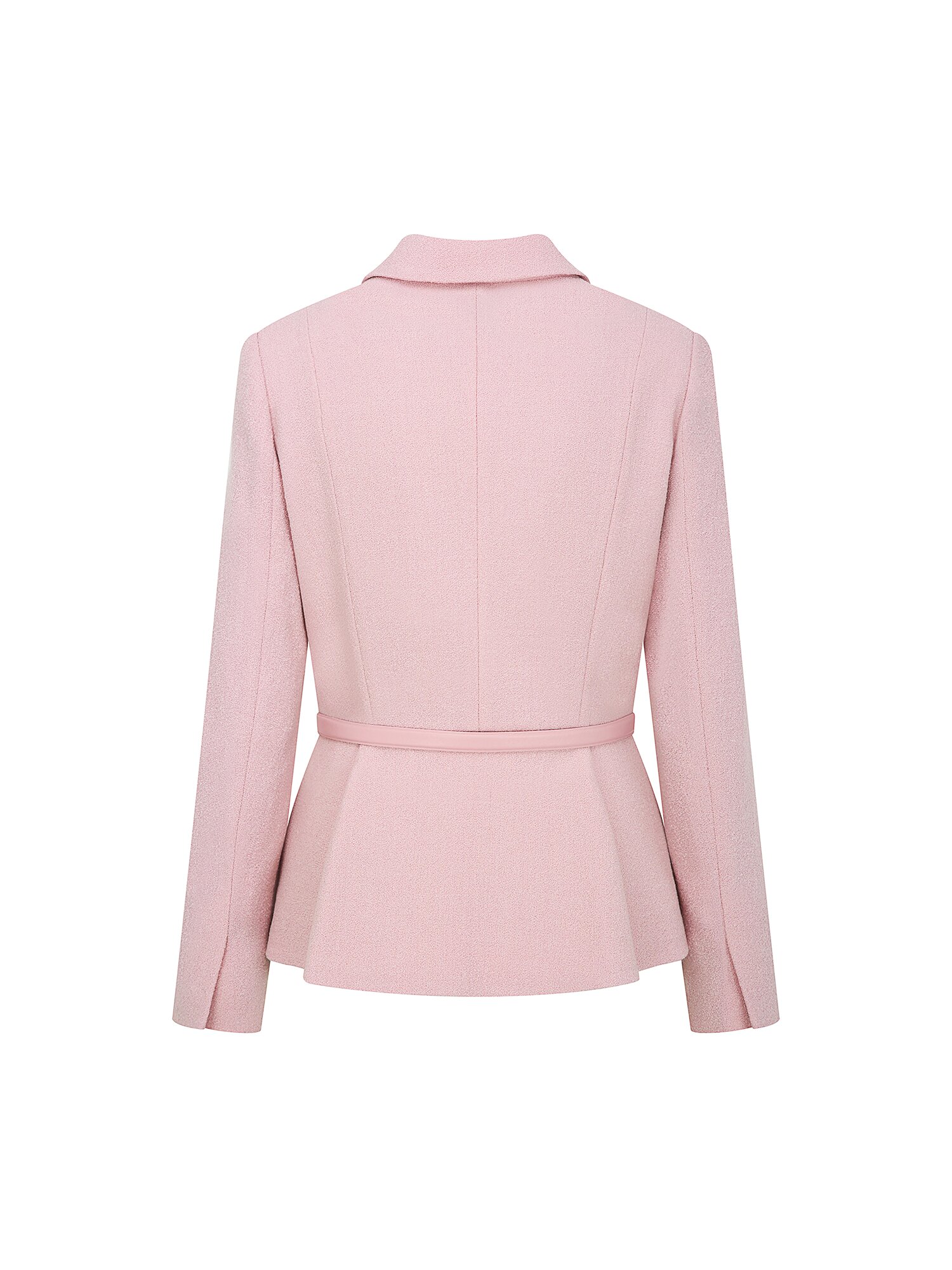 벨티드 오픈 칼라 페플럼 재킷 (PINK)