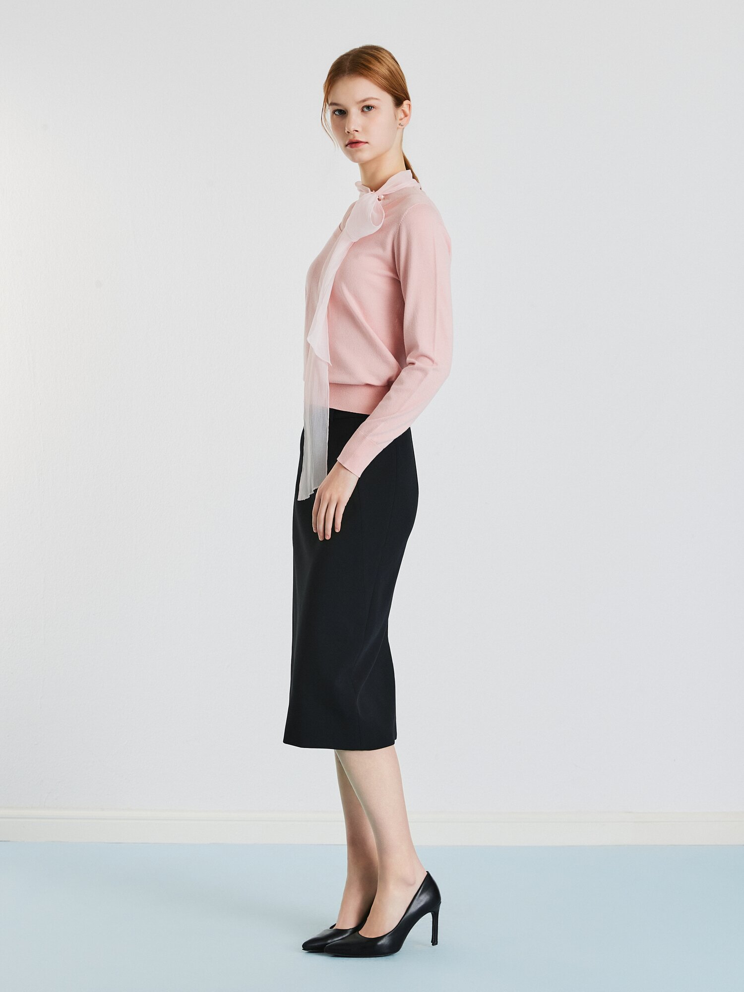 벨트 장식 펜슬 스커트 (BLACK)