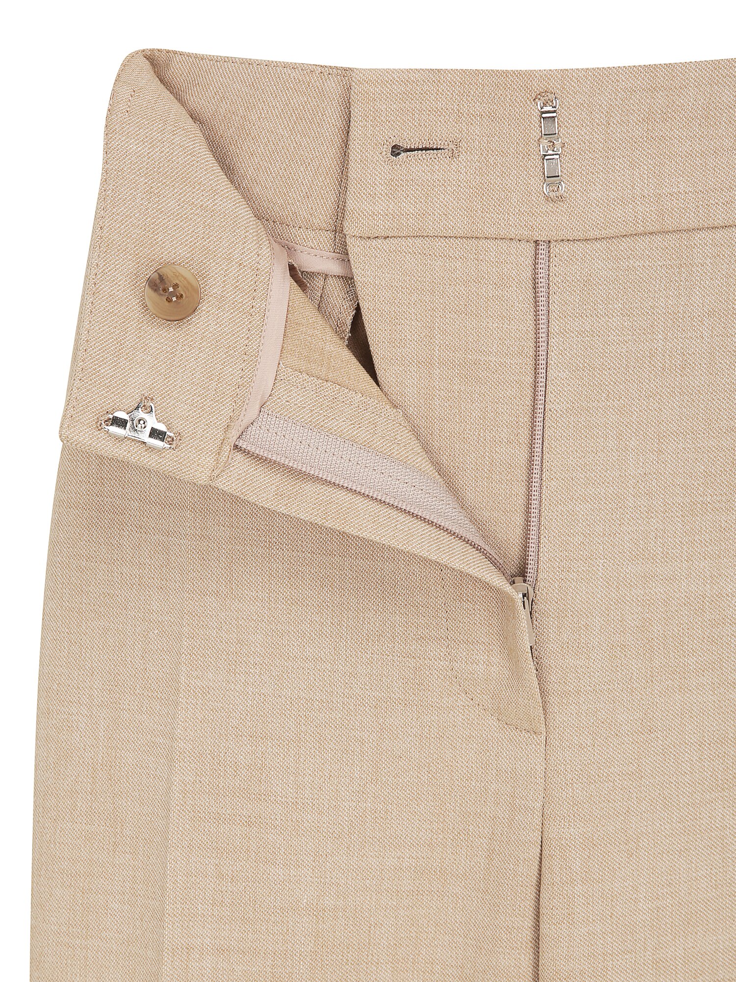 울 탭 장식 와이드 팬츠 (BEIGE)