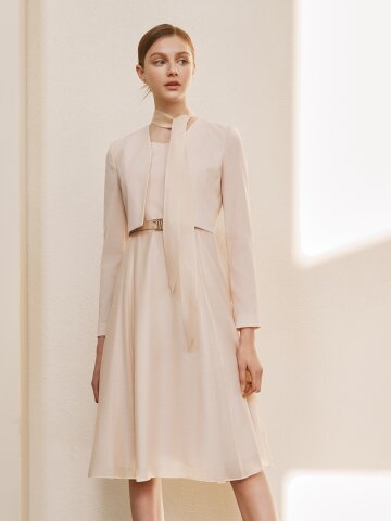 타이 플레어 원피스 +재킷 세트 