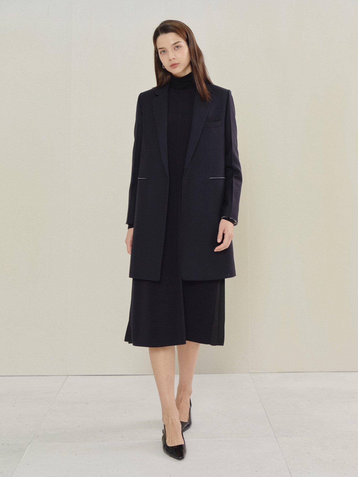 에센셜 테일러드 싱글 재킷 (DARK NAVY)