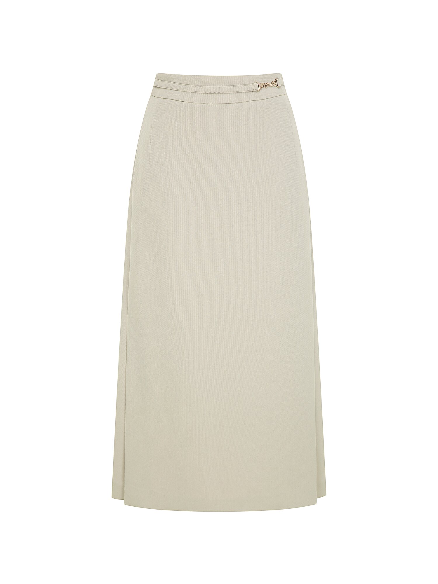 로고 장식 백 밴딩 A라인 스커트 (BEIGE)