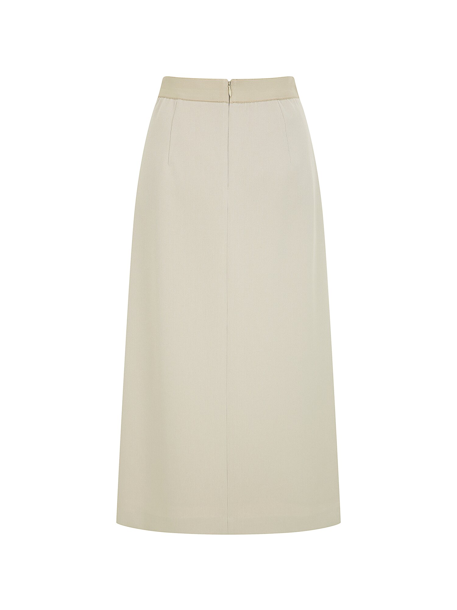 로고 장식 백 밴딩 A라인 스커트 (BEIGE)