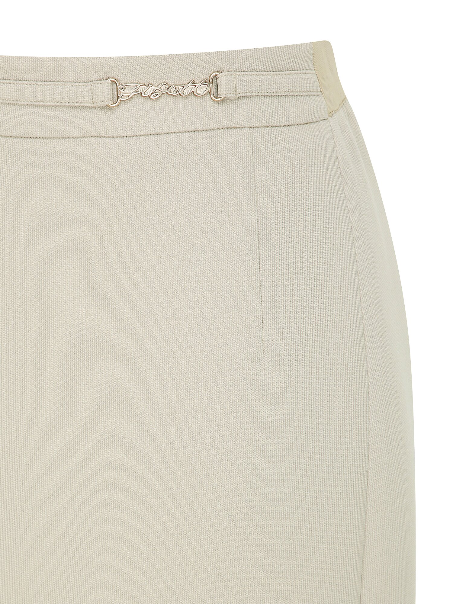 로고 장식 백 밴딩 A라인 스커트 (BEIGE)