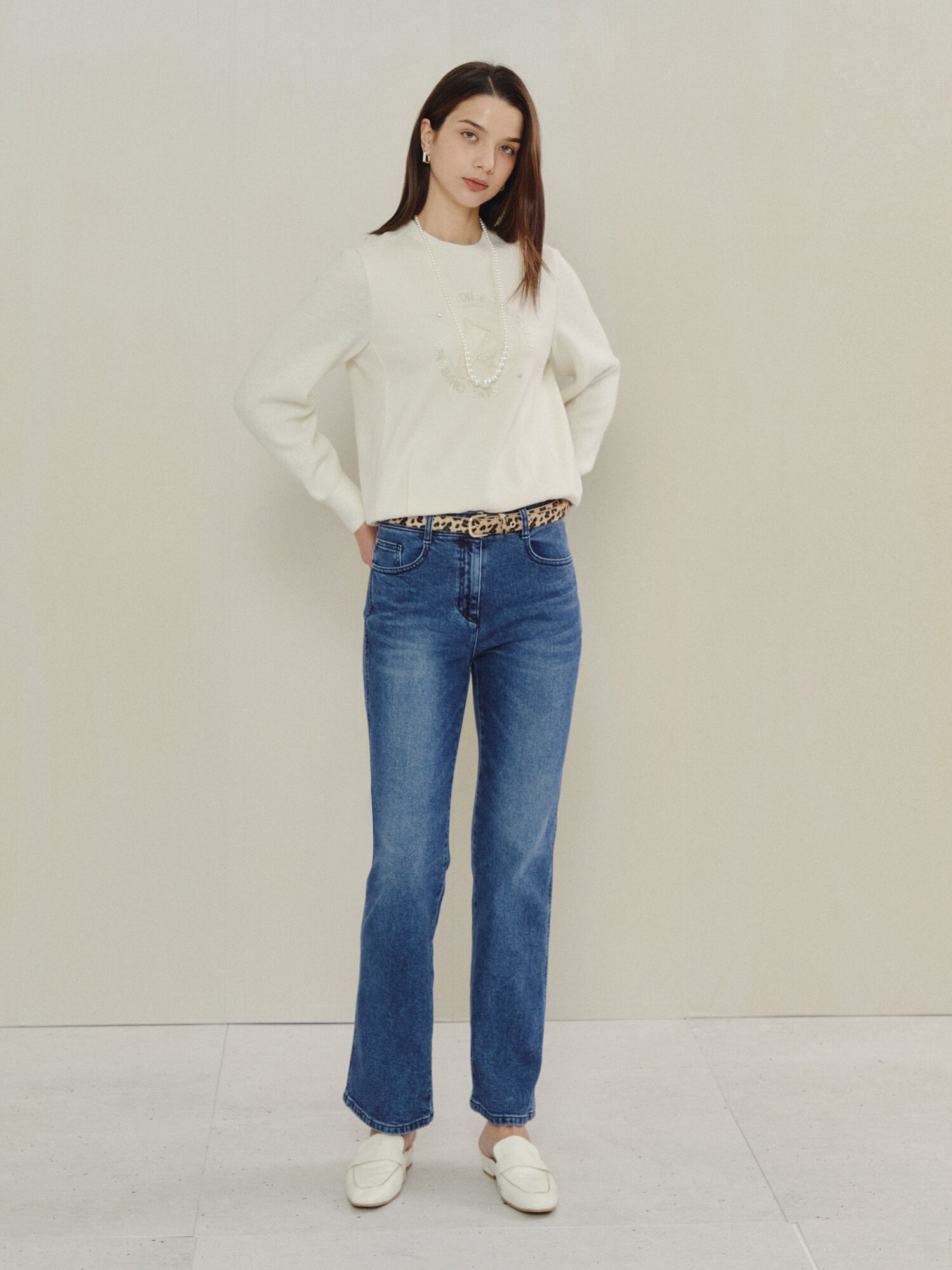 내추럴 워싱 슬림 데님 팬츠 (INDIGO)