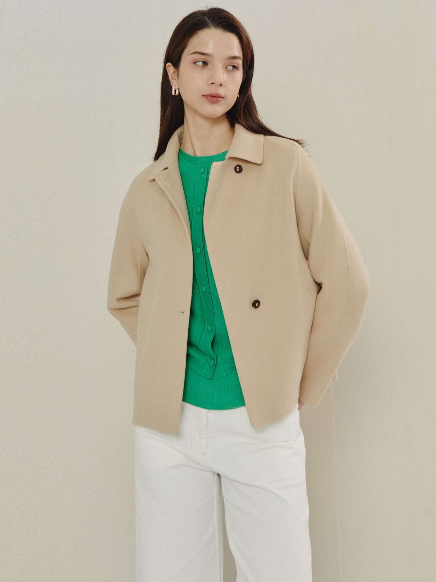 캐시미어 블렌드 클래식 숏 재킷 (BEIGE)