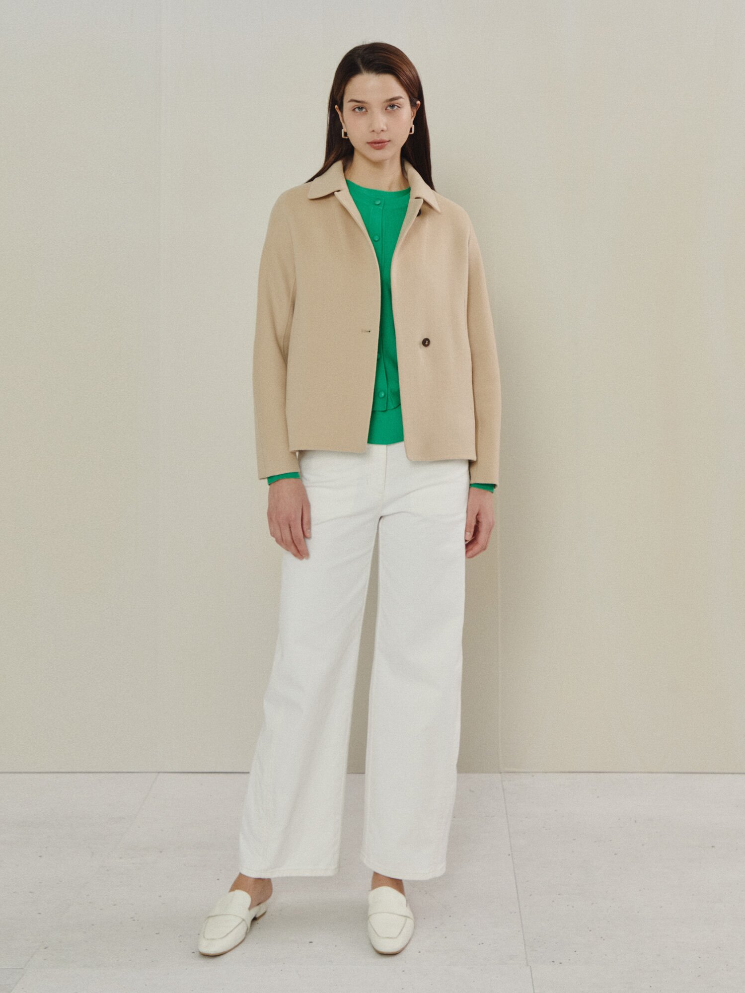 캐시미어 블렌드 클래식 숏 재킷 (BEIGE)