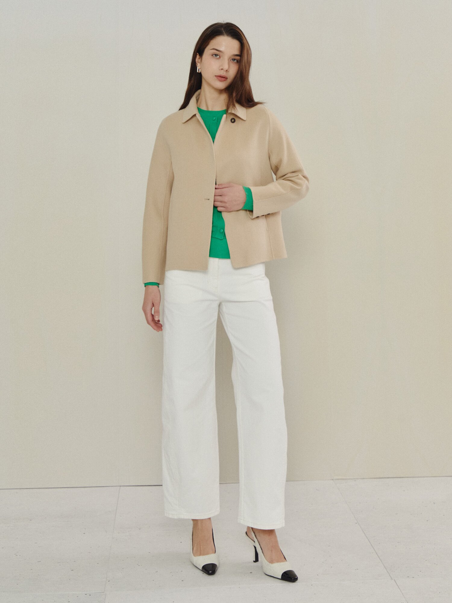 캐시미어 블렌드 클래식 숏 재킷 (BEIGE)