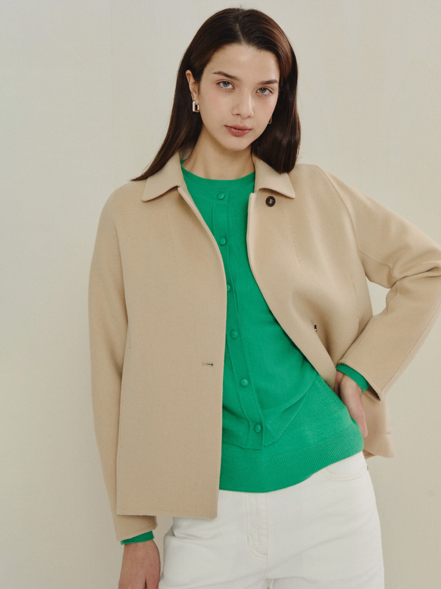 캐시미어 블렌드 클래식 숏 재킷 (BEIGE)