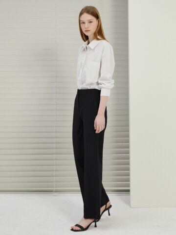 탭 장식 백 밴딩 부츠컷 팬츠 