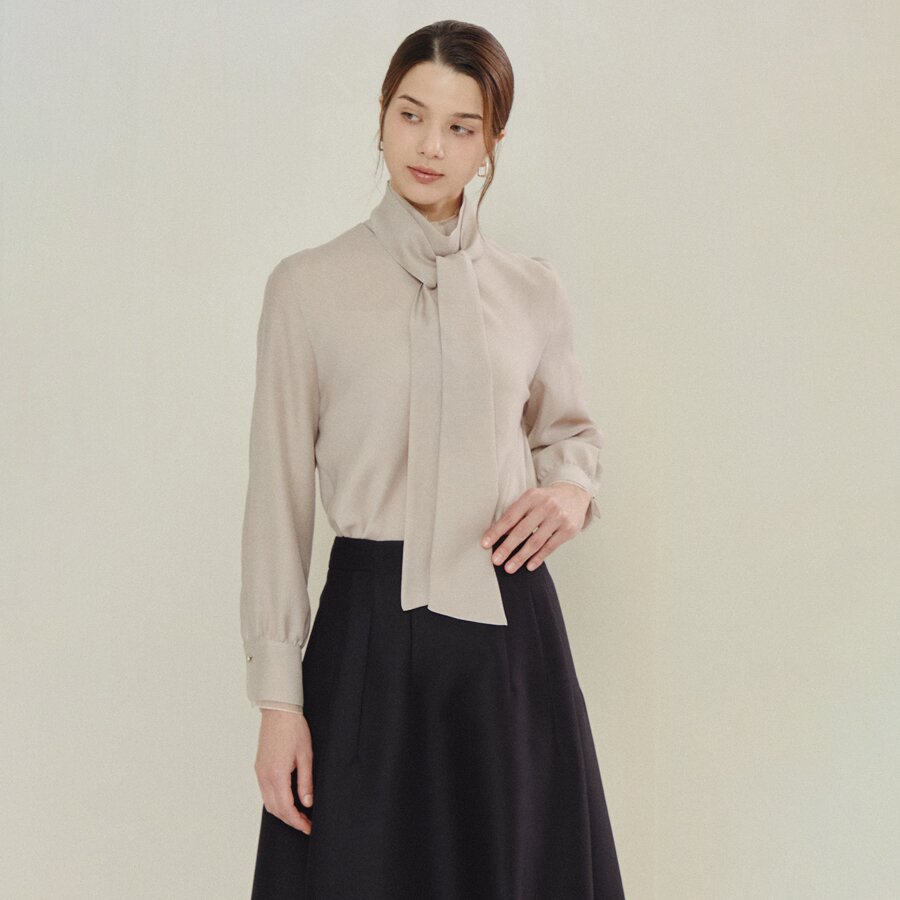 소프트 레오파드 타이 블라우스 세트 (DARK PINK)