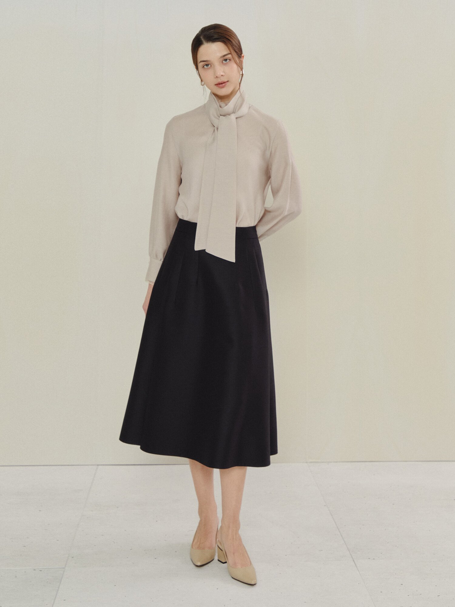 소프트 레오파드 타이 블라우스 세트 (DARK PINK)