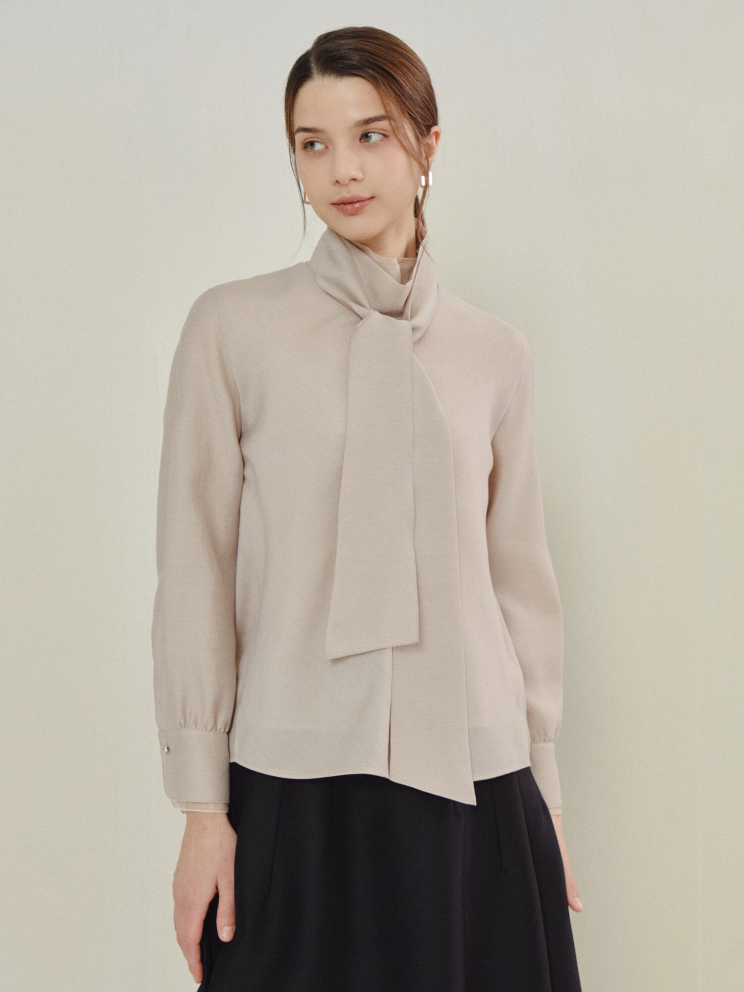 소프트 레오파드 타이 블라우스 세트 (DARK PINK)