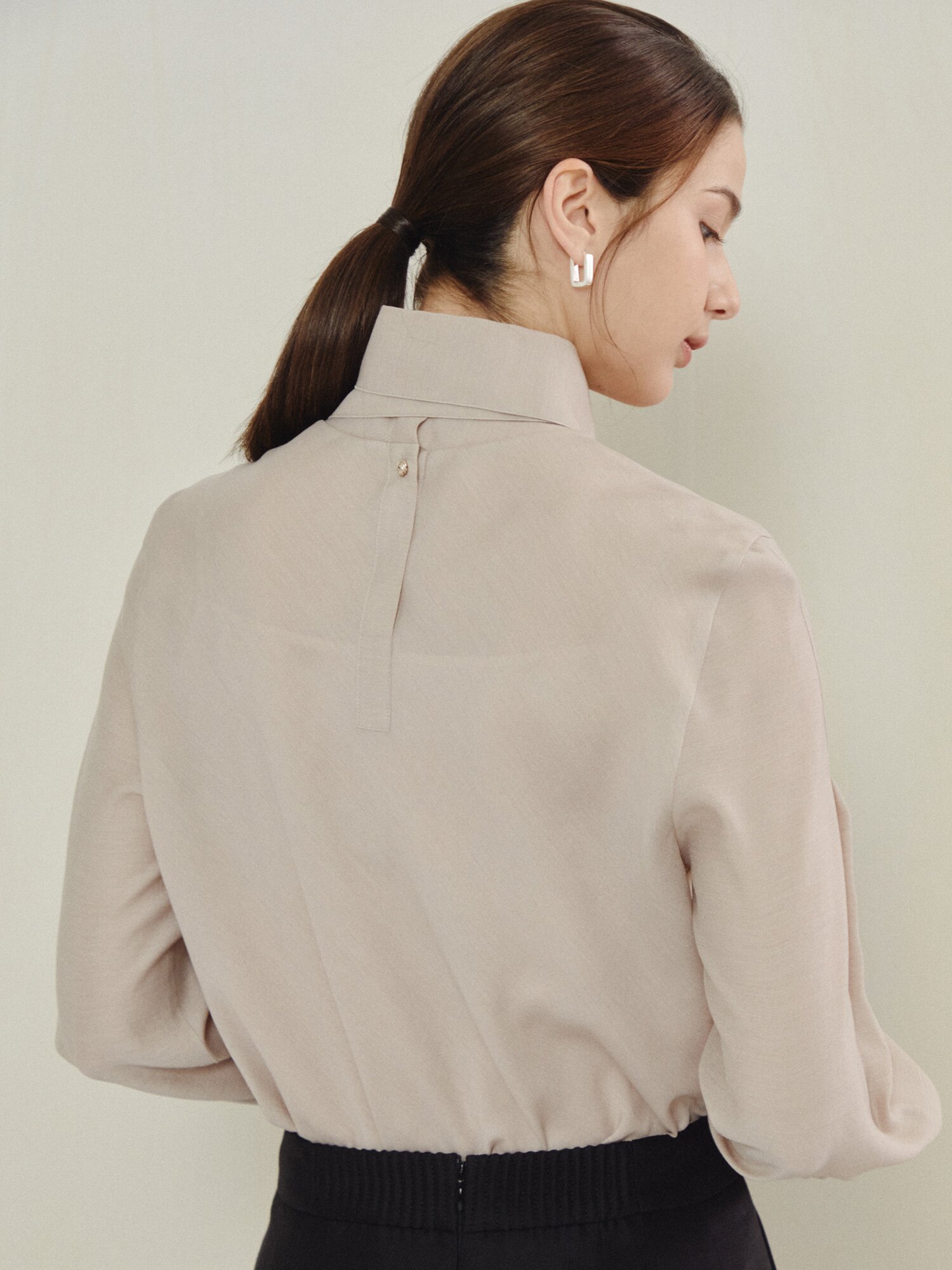 소프트 레오파드 타이 블라우스 세트 (DARK PINK)