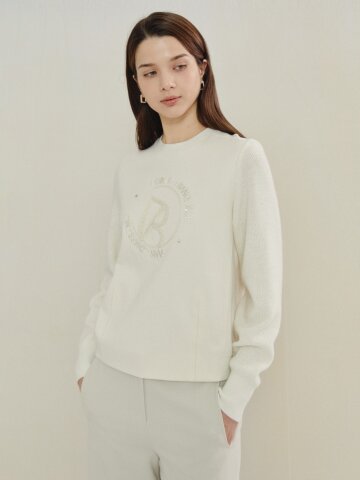 소프트 엠보 로고 니트 티셔츠 