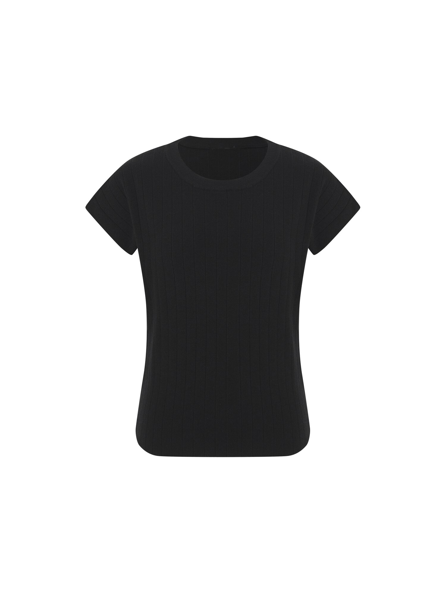 골지 라운드넥 풀오버 니트 (BLACK)