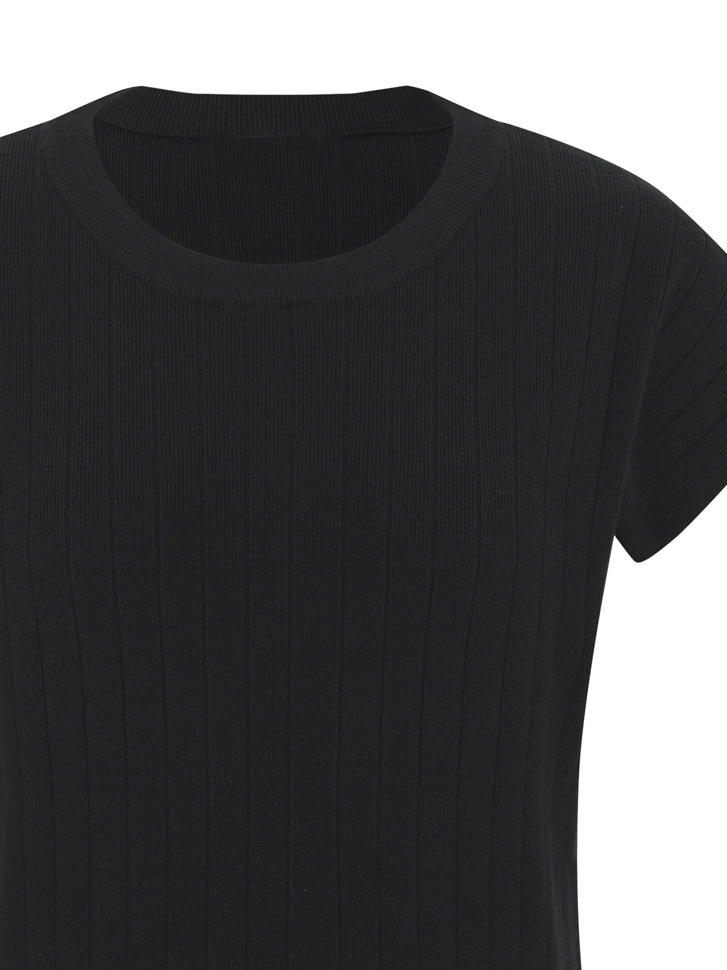 골지 라운드넥 풀오버 니트 (BLACK)