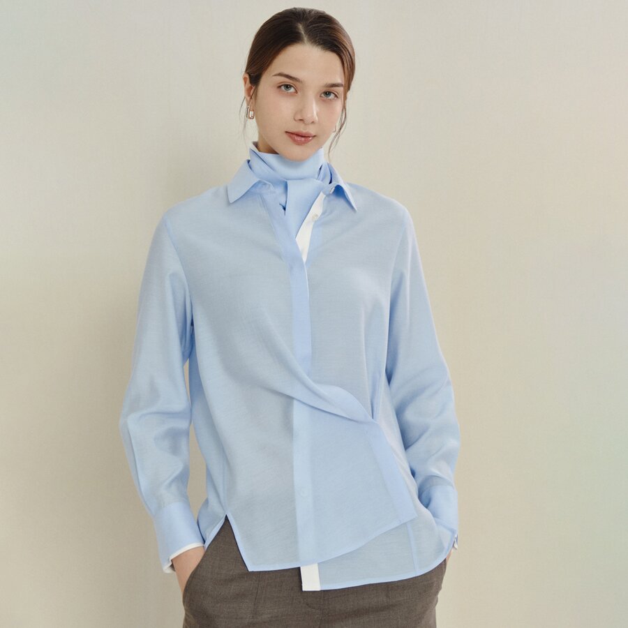 에어리 시어 셔츠 블라우스 (SKY BLUE)