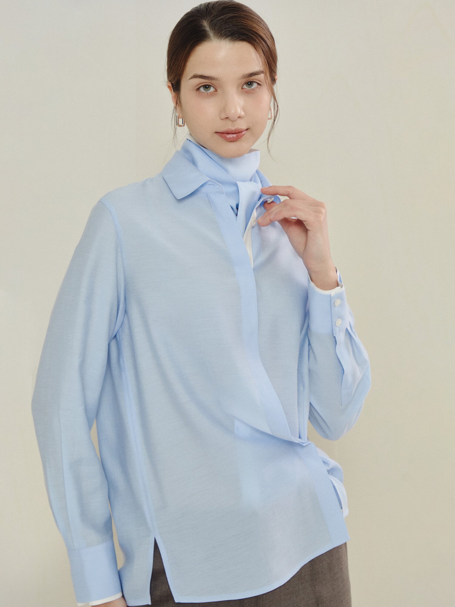 에어리 시어 셔츠 블라우스 (SKY BLUE)