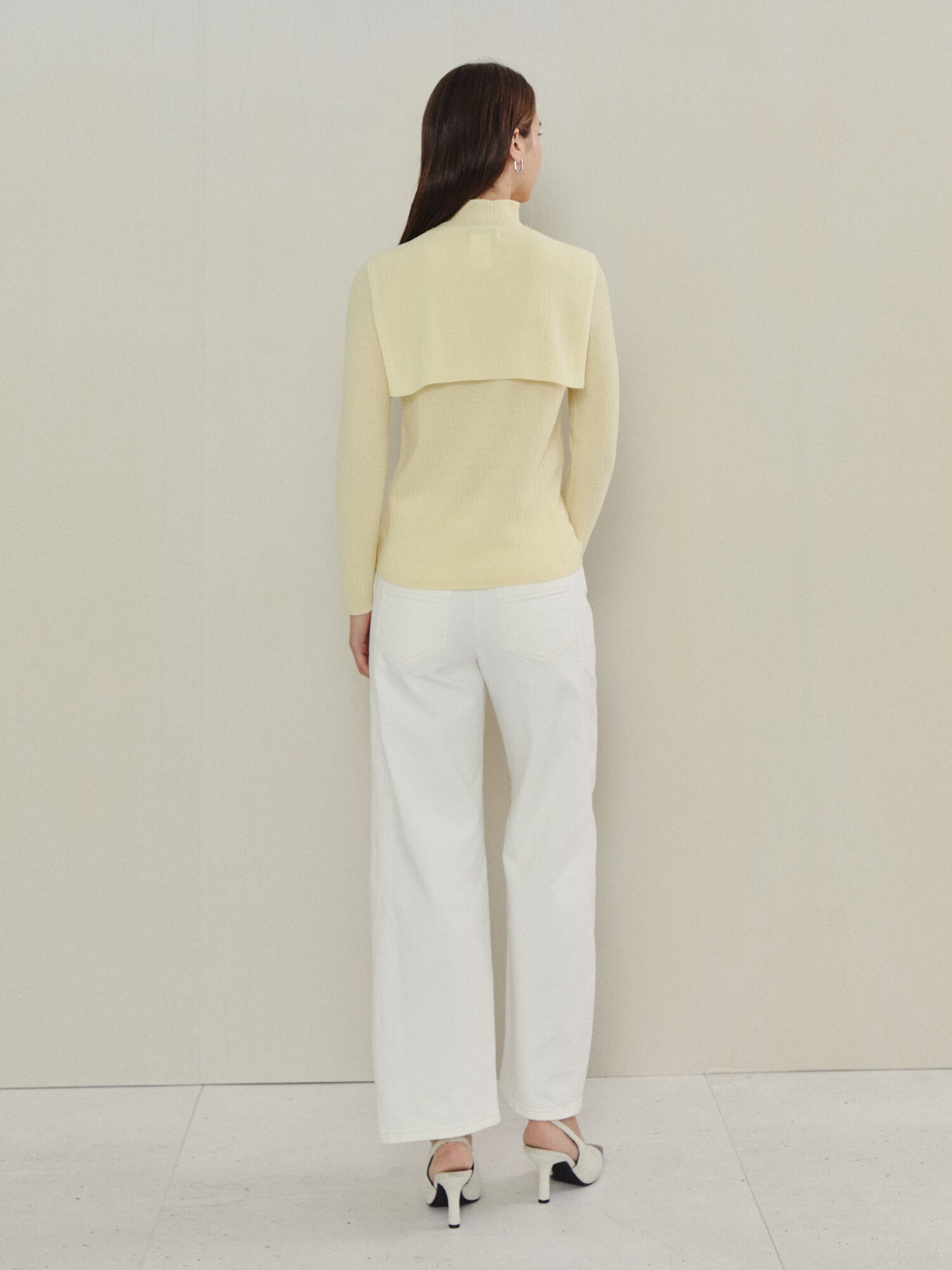 클래식 숄 액센트 니트 (LIGHT YELLOW)